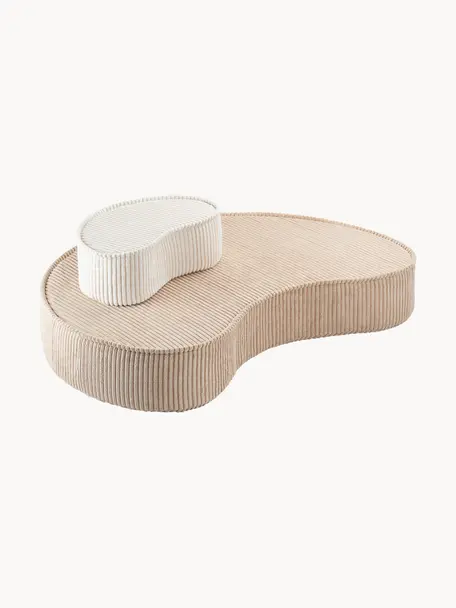 Pouf per bambini in velluto a coste Beans, Rivestimento: velluto a coste (100% pol, Velluto a coste beige, Larg. 95 x Prof. 78 cm