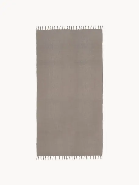 Tenký ručně tkaný bavlněný koberec Agneta, 100 % bavlna, Taupe, Š 70 cm, D 140 cm (velikost XS)