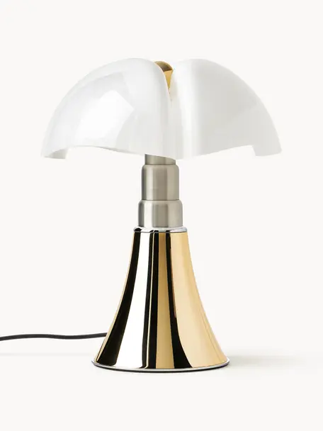 Lampada da tavolo a LED con luce regolabile Pipistrello, Struttura: metallo, alluminio laccat, Dorato lucido, Ø 27 x Alt. 35 cm