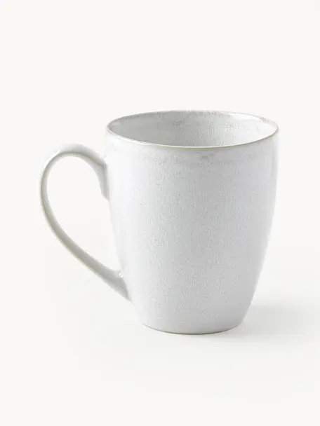 Kaffeetassen Gemma mit reaktiver Glasur, 2 Stück, Steingut, Weiß, Ø 12 x H 11 cm, 400 ml