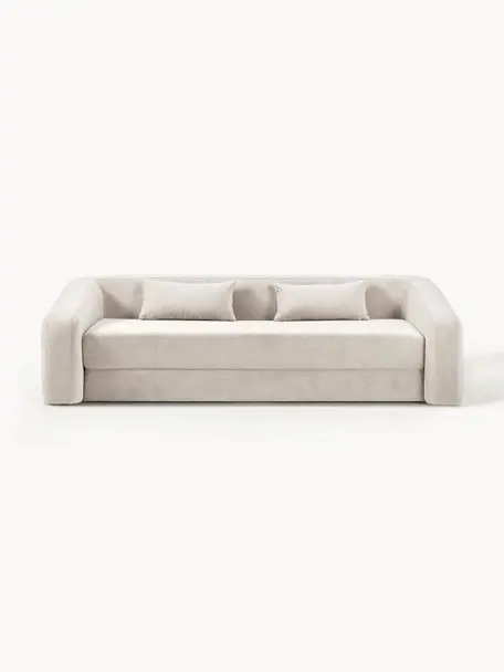 Schlafsofa Eliot (3-Sitzer), Bezug: 88% Polyester, 12% Nylon , Füße: Kunststoff, Webstoff Cremeweiß, B 230 x T 100 cm