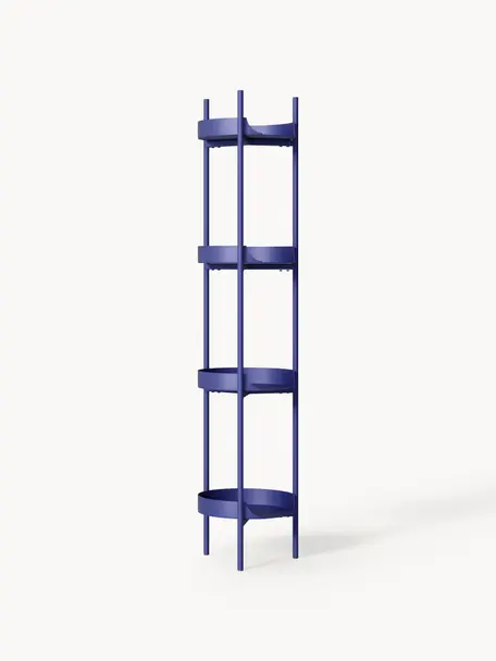 Étagère étroite en métal Taru, Métal, revêtement par poudre, Bleu roi, mat, Ø 32 x haut. 142 cm