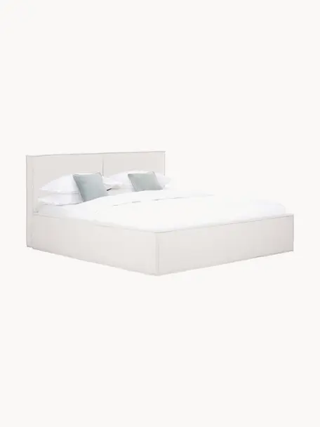 Gestoffeerd bed Dream met opbergruimte, Bekleding: polyester (gestructureerd, Frame: massief grenenhout, FSC-g, Geweven stof greige, B 200 x L 200 cm