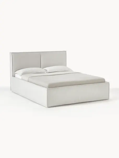 Gestoffeerd bed Dream met opbergruimte, Bekleding: polyester (gestructureerd, Frame: massief grenenhout, FSC-g, Geweven stof greige, B 140 x L 200 cm
