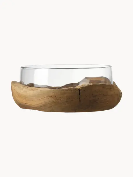 Bol artesanal decorativo grande Terra, Bol: vidrio, Claro madera, transparente, Ø 28 x Al 11 cm