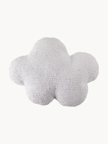Cojín peluche artesanal de algodón Cloud, Funda: 97% algodón, 3% fibra sin, Blanco, An 52 x Al 42 cm
