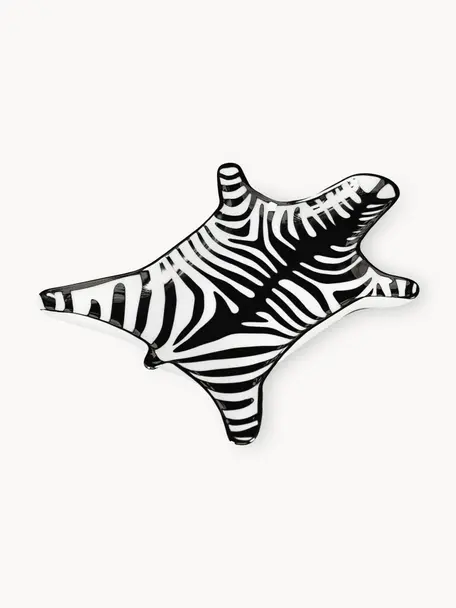 Dekorativní porcelánový talíř Zebra, Porcelán, Černá, bílá, Š 15 cm, H 11 cm