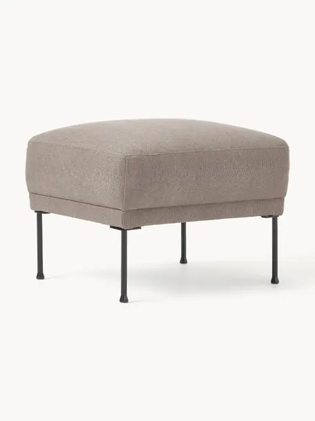 Sofa-Hocker Fluente, Bezug: 100% Polyester 115.000 Sc, Gestell: Massives Kiefernholz, Füße: Metall, pulverbeschichtet, Webstoff Taupe, B 62 x T 50 cm