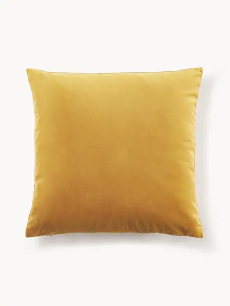 Sametové povlaky na polštáře Rush, 2 ks, 100 % polyester (recyklovaný), certifikace GRS, Hořčicově žlutá, Š 45 cm, D 45 cm