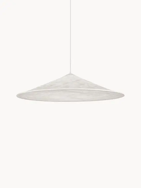 Lampada a sospensione grande Hill, Paralume: tessuto, Baldacchino: metallo rivestito, Bianco latte, grigio chiaro, Ø 85 x Alt. 22 cm