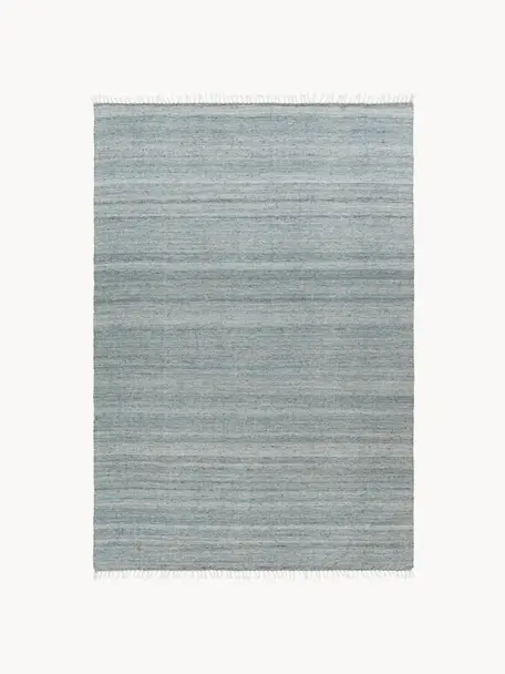 Tapis d'intérieur/d'extérieur tissé main avec franges Nador, 100 % polyéthylène, Bleu ciel, larg. 80 x long. 150 cm (taille XS)