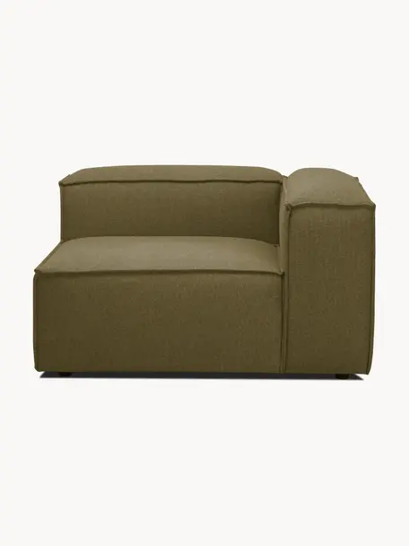 Modulo angolare Lennon, Rivestimento: 100% poliestere Con 115.0, Struttura: legno di pino massiccio, , Piedini: plastica, Tessuto verde oliva, Larg. 119 x Prof. 119 cm, angolo a destra