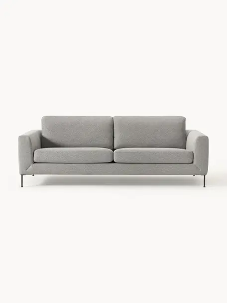 Sofa Cucita (3-Sitzer), Bezug: Webstoff (100% Polyester), Gestell: Massives Kiefernholz, FSC, Beine: Metall, lackiert Dieses P, Webstoff Grau, B 228 x T 94 cm
