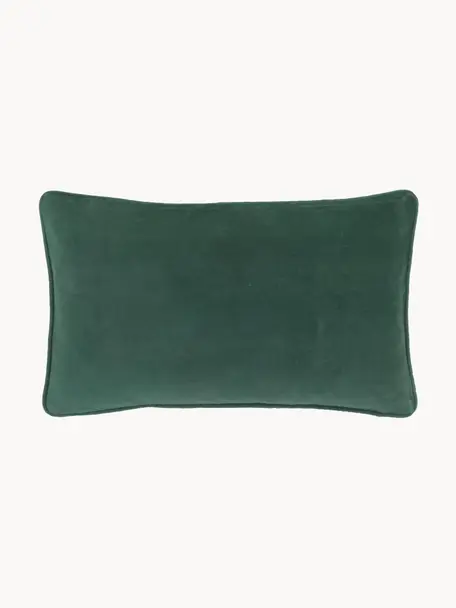 Sametový povlak na polštář Dana, 100 % bavlněný samet, Tmavě zelená, Š 30 cm, D 50 cm