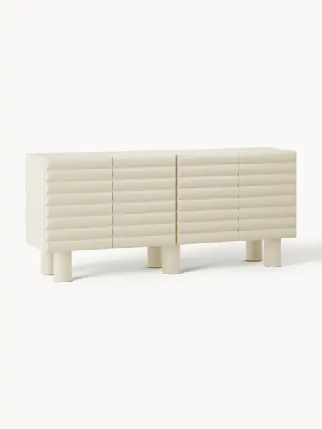 Credenza Fana, Gambe: legno di pioppo, Questo p, Beige, Larg. 150 x Alt. 80 cm