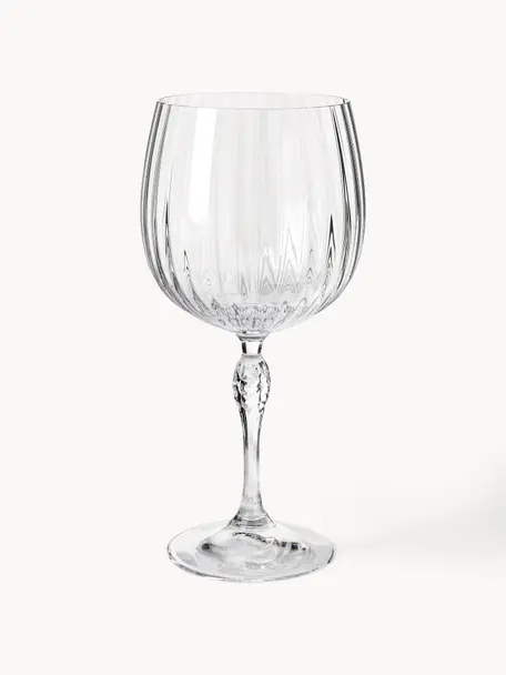 Verres à gin en verre strié America's Cocktail, 4 pièces, Verre, Transparent, Ø 10 x haut. 23 cm, 700 ml