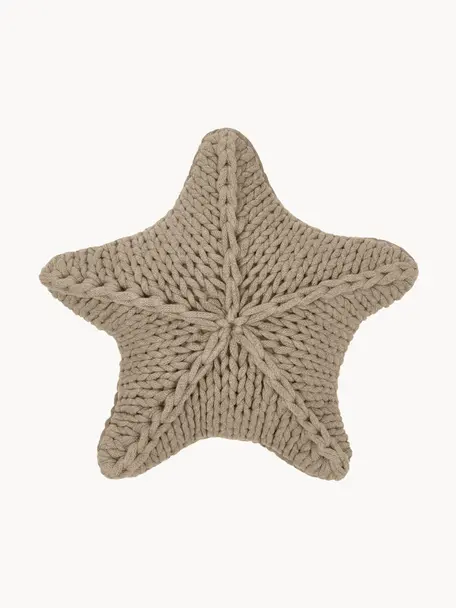 Coussin étoile grosse maille Sparkle, Beige, larg. 45 x long. 45 cm