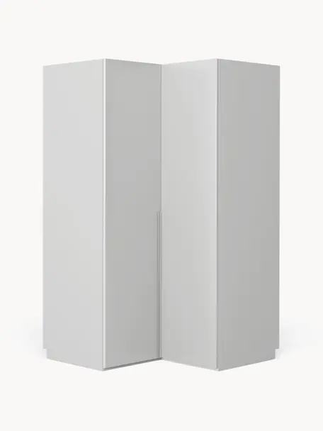 Armario esquinero modular Leon, 2 puertas (115 cm), Estructura: tablero aglomerado revest, Gris claro, Esquinero (An 115 x Al 200 cm)