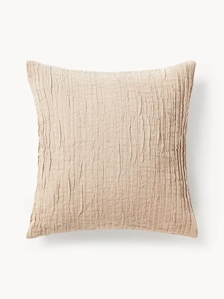 Plissierte Baumwoll-Kissenhülle Artemis, 99 % Baumwolle, 1 % Polyester, Beige, B 50 x L 50 cm