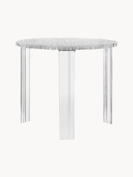 Kulatý interiérový/exteriérový odkládací stolek T-Table, Akrylátové sklo, Transparentní, Ø 50 cm, V 44 cm