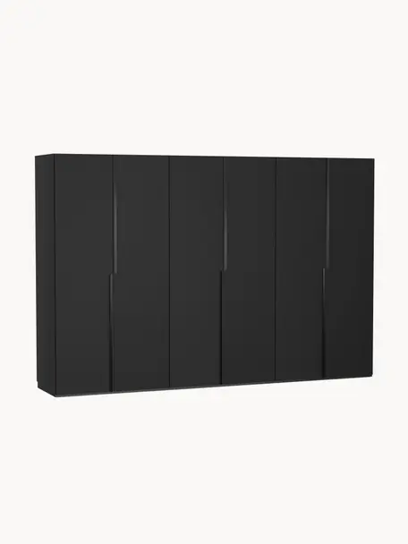 Modularer Drehtürenschrank Leon, 300 cm Breite, mehrere Varianten, Korpus: Spanplatte, melaminbeschi, Schwarz, Classic Interior, B 300 x H 236 cm