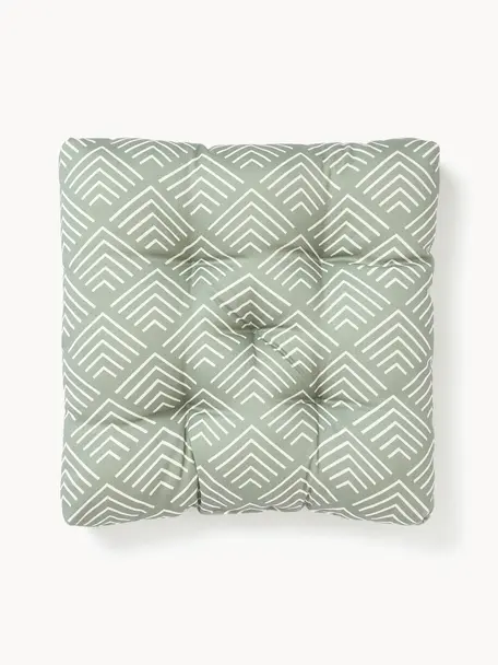 Cuscino sedia con motivo grafico Milano, Rivestimento: 100% poliacrilico, Verde oliva, Larg. 40 x Lung. 40 cm