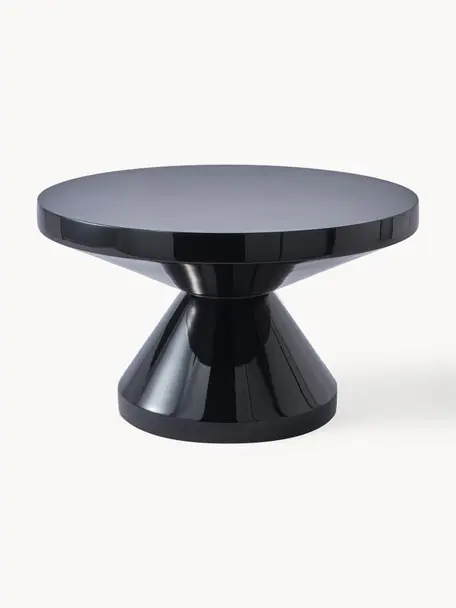 Tavolino rotondo Zig Zag, Plastica laccata, Nero, Ø 60 cm