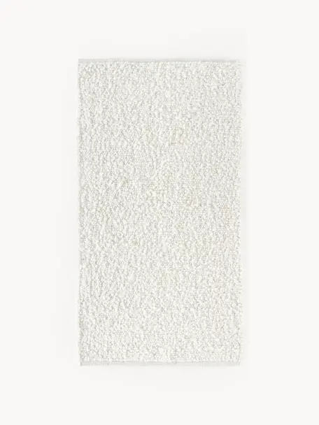 Handgewebter Kurzflor-Teppich Leah, 88 % Polyester, 12 % Jute, GRS-zertifiziert, Weiß, B 80 x L 150 cm (Größe XS)