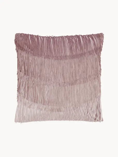 Poszewka na poduszkę z aksamitu z frędzlami Marilyn, Tapicerka: aksamit (100% poliester), Brudny różowy, S 45 x D 45 cm