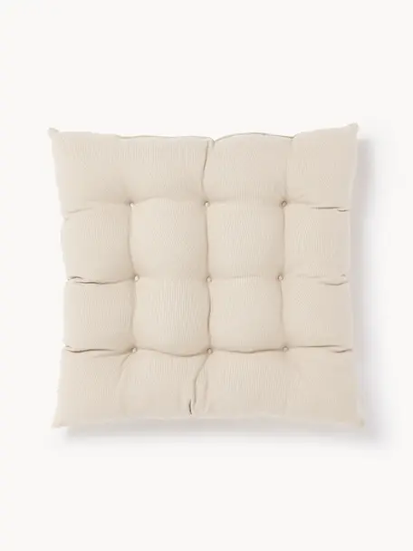 Cojines de asiento Ava, 2 uds., Funda: 100% algodón, Beige claro, An 40 x L 40 cm
