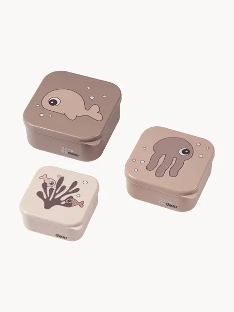 Kinder-Lunchboxen Sea Friends, 3er-Set, Kunststoff, Altrosa, Mauve, Set mit verschiedenen Grössen