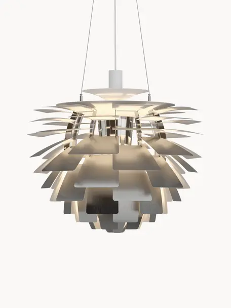 Lampa wisząca PH Artichoke, W 58 cm, Stelaż: stal chromowana, Odcienie srebrnego, Ø 60 x W 58 cm