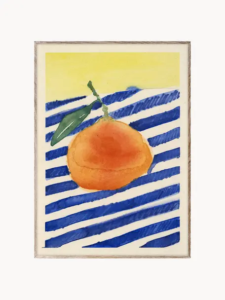 Plakat Orange, 210 g matowy papier, druk cyfrowy z 10 farbami odpornymi na promieniowanie UV, Pomarańczowy, ciemny niebieski, jasny żółty, S 30 x W 40 cm