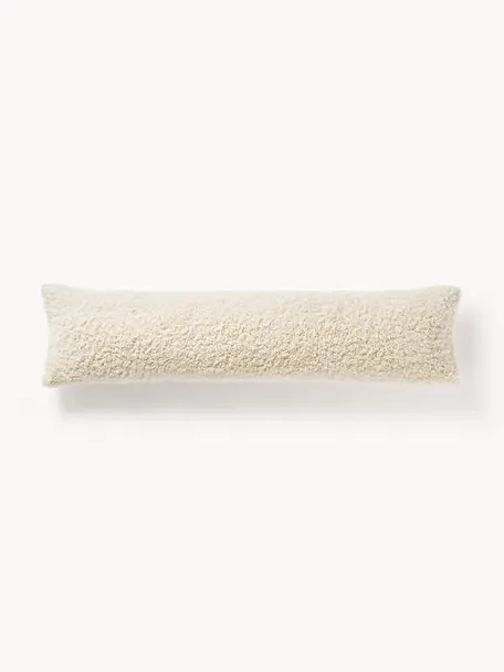 Coussin décoratif long en tissu peluche Dotty, Blanc crème, larg. 30 x long. 115 cm