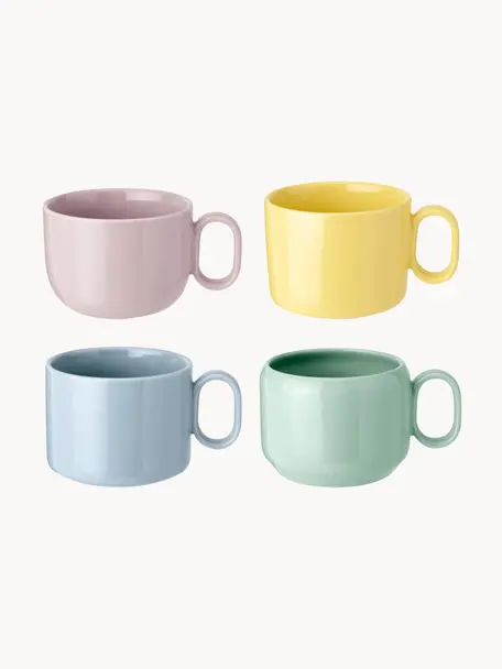 Set de tazas Mix'n'Match, 4 uds., Cerámica de gres, Multicolor, Ø 9 cm x Al 7 cm, 200 ml