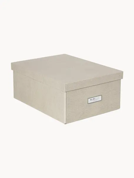 Faltbare Aufbewahrungsbox Karin, B 29 x T 39 cm, Canvas, fester Karton, Hellbeige, B 29 x T 39 cm