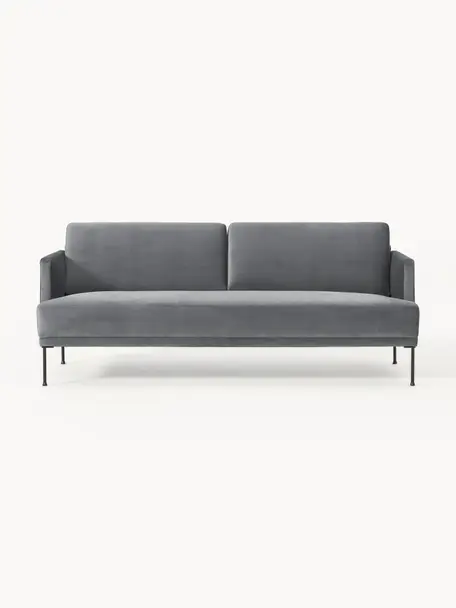 Samt-Sofa Fluente (3-Sitzer), Bezug: Samt (Hochwertiger Polyes, Gestell: Massives Kiefernholz, FSC, Samt Dunkelgrau, B 196 x T 85 cm