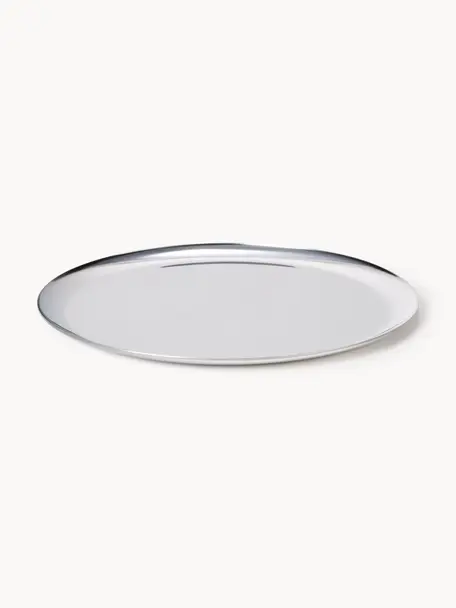 Rond decoratief dienblad Samu, Edelstaal, Zilverkleurig, Ø 28 cm, H 1 cm