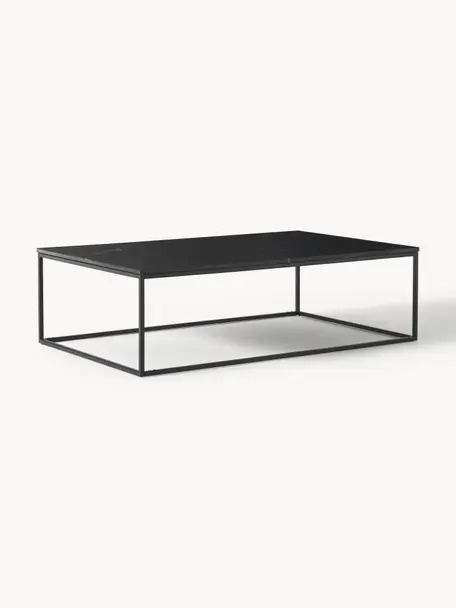 Mramorový konferenční stolek Alys, Černá mramorovaná, černá, Š 120 cm, H 75 cm