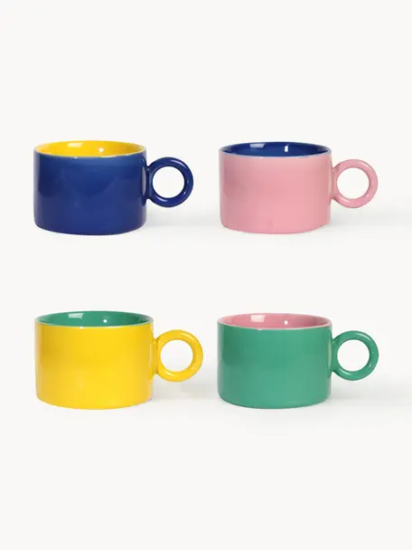 Tasses à café Chiquito, 4 élém., Grès cérame, Multicolore, Ø 8 x haut. 6 cm, 200 ml