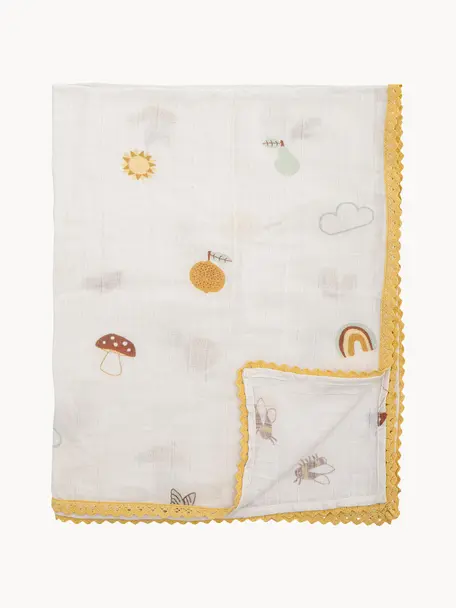 Baby-Kuscheldecke Agnes, 80 % Baumwolle, 20 % Polyester, Weiß, Bunt, B 80 x L 100 cm