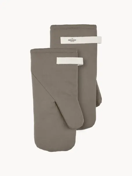 Gants de cuisine Mid, 2 pièces, 100 % coton bio, certifié GOTS, Brun, larg. 17 x long. 36 cm