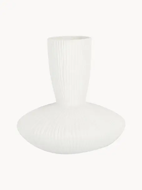 Keramik Design-Vase Striped, H 23 cm, Keramik, Weiß, Ø 22 x H 23 cm