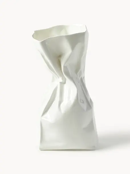 Jarrón de porcelana de diseño Adelaide, 31 cm, Porcelana, Blanco crema, An 17 x Al 31 cm