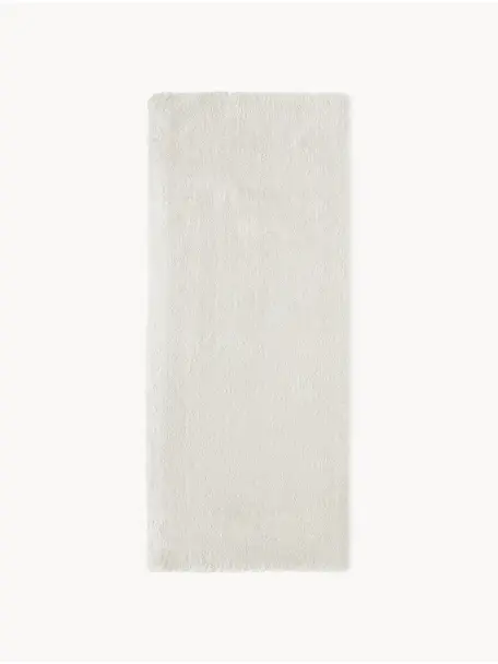 Pluizige hoogpolige loper Leighton, Bovenzijde: microvezels (100% gerecyc, Onderzijde: 55% polyester, 45% katoen, Gebroken wit, B 80 x L 200 cm