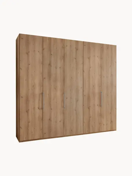 Drehtürenschrank Monaco, 5-türig, Korpus: Holzwerkstoff, foliert, Griffe: Metall, beschichtet, Holz, B 246 x H 216 cm