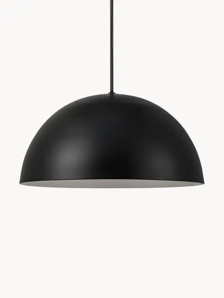 Scandi hanglamp Ellen, Lampenkap: gecoat metaal, Zwart, Ø 30 x H 15 cm