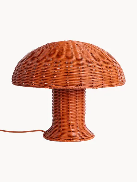Stolní lampa z ratanu Coral, Terakotová, Ø 34 cm, V 30 cm