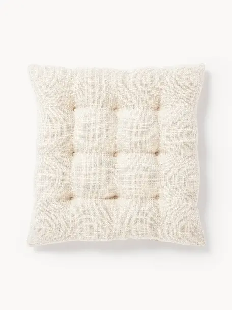 Coussin de chaise en coton Sasha, Beige clair, larg. 40 x long. 40 cm