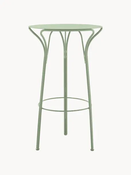 Table haute de jardin ronde Hiray, Ø 60 cm, Acier galvanisé, laqué, Vert sauge, Ø 60 cm